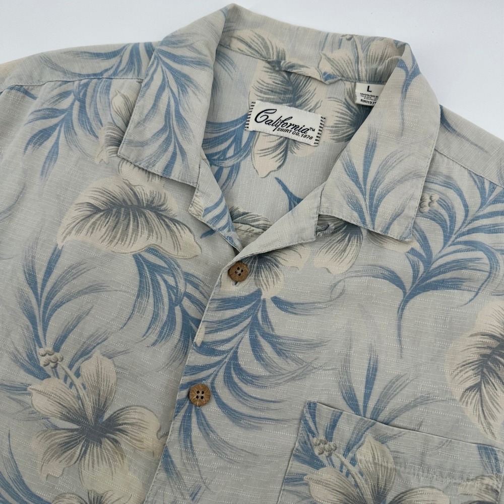 Hawaiian Cruise California Co Tropical Camp 100% Silk Shirt Men Large AOP